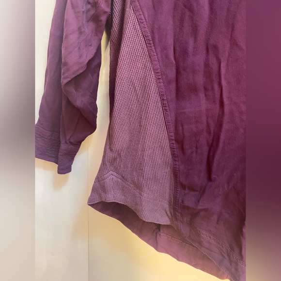 NWT Torrid Milly Waffle Slub Rayon Knit Pocket Purple Button Shirt Size 4X - Picture 3 of 11